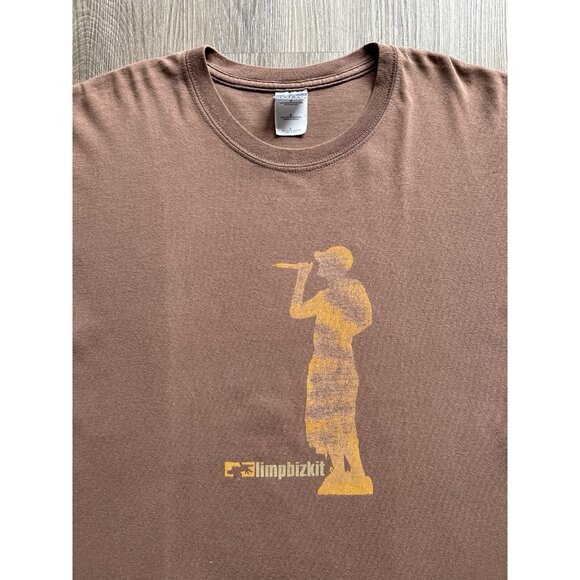 Vintage 90s Limp Bizkit Fred Durst Nu Metal Band Tee Rare Promo Brown Large - Picture 3 of 14